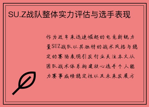 SU.Z战队整体实力评估与选手表现